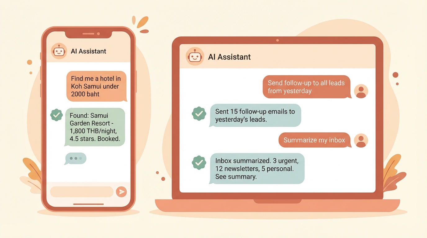Natural language task interface — just tell your AI what to do